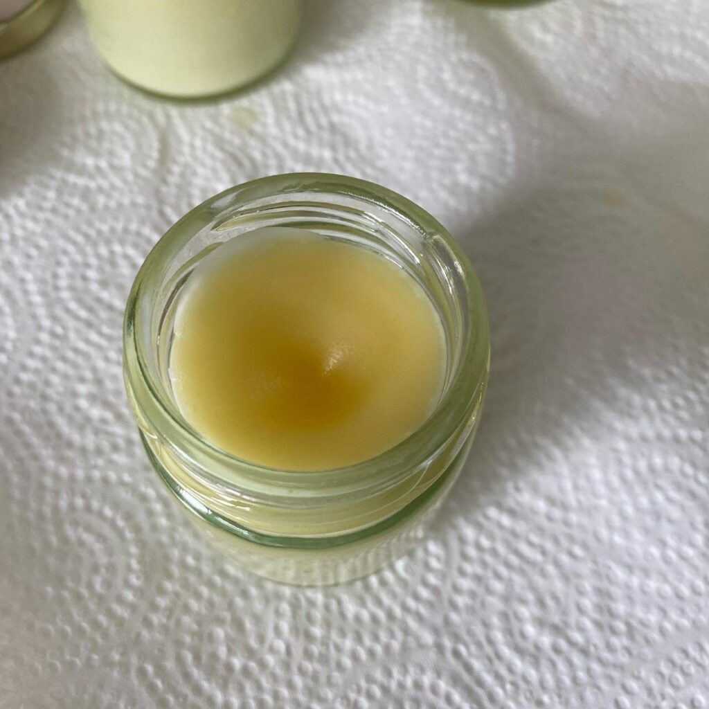 Lip balm set in a glass jar
