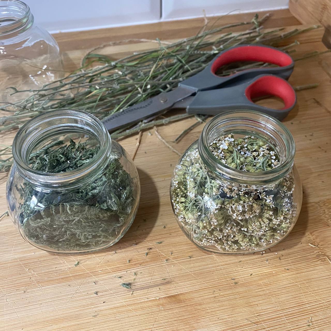 Dried Yarrow in jars